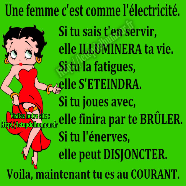 images humour  - Page 18 Femme-Betty-electicite-courant-robe-rouge-humour-drole-