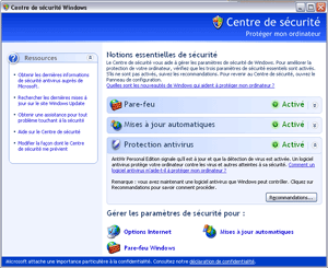 [astuce]Dsactiver le centre de scurit Windows XP SP2 Centredesecurity