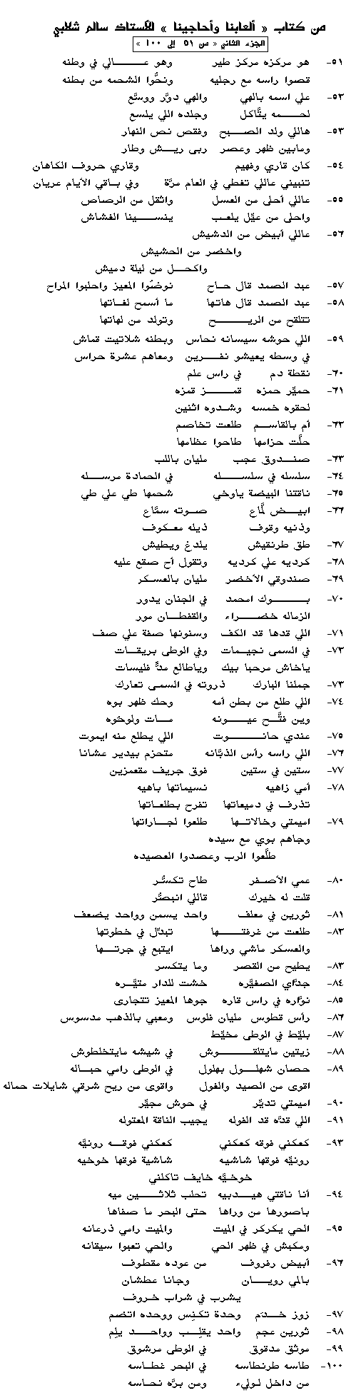 من كتاب [[ ألعابنا وأحاجينا ]] للأستاذ / سالم شلابي  Ahaji2