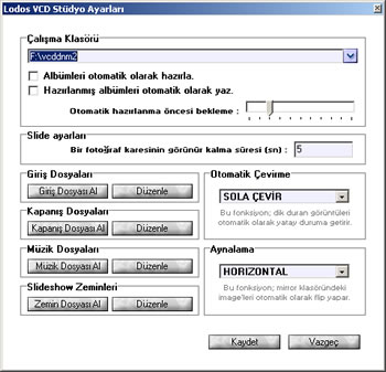 Lodos VCD Stüdyo 2.0 (Slayt Gösterisi Yaratıcı) Ayarlar