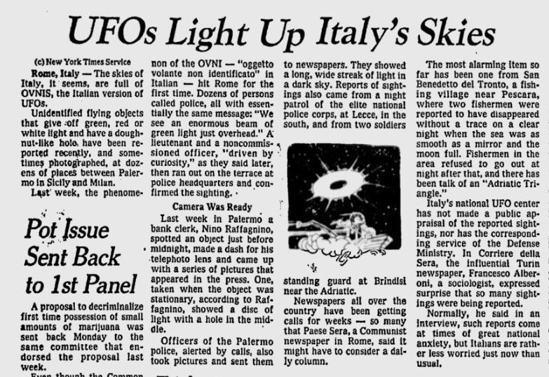 The Year of Three Popes & UFOs Over the Vatican 1973-UFOs-Light-Up-Italys-Skies