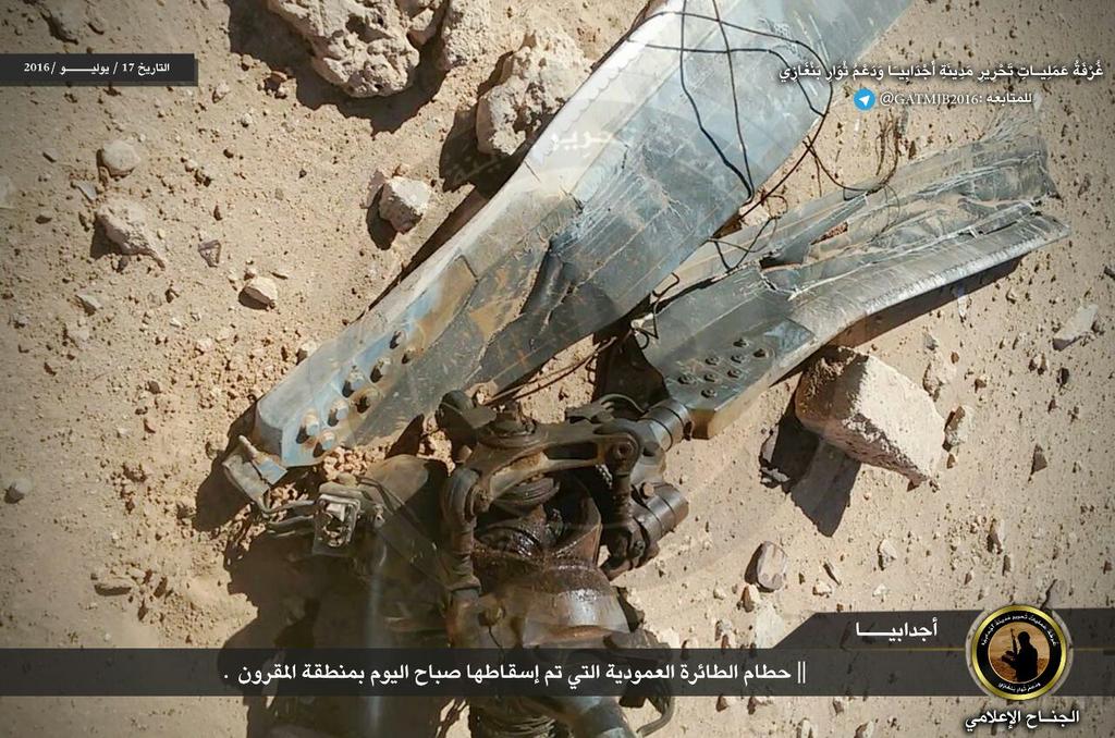 داعش ليبيا التي افتى الغرياني بحمايتها تصدر: رسالة الى فرنسا 16-07-17-Wreckage-of-helicopter-1