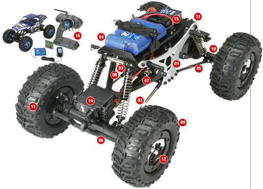 team losi prova que tamanho não é documento com o 1/18 mini rock-crawler ChassisCallout