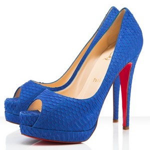 Christian Louboutin Altadama 140mm Peep Toe Pompes d'eau bleue