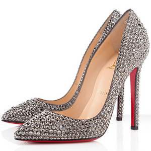 Christian Louboutin Pigalle Strass 120mm Pompes Hématite