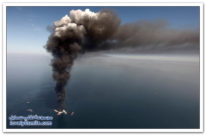 صورأنفجارفى محطة تنقيب لنفط وتسربه على سواحل لويزيان Explosion-leakage-oil-exploration-station-18