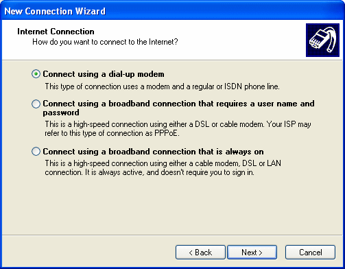 ليبيا نت كيف يمكنني إعداد وصلة dialup لـ Windows XP ؟ Connxp3