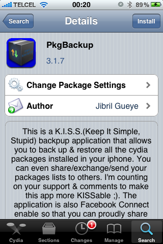 PkgBackup; Crea copias de seguridad de paquetes de Cydia IMG_0405