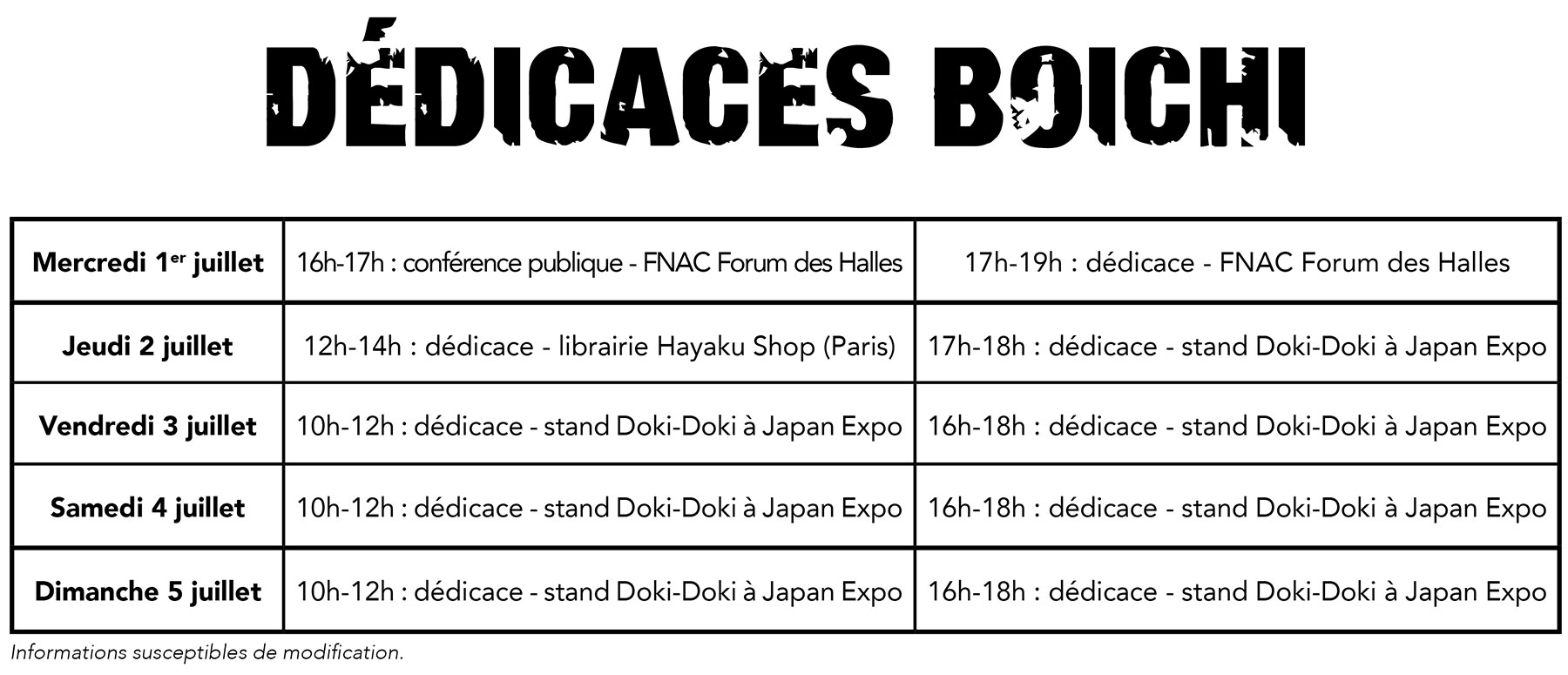Japan Expo 16 du 2 au 5 juillet 2015 Dedicaces-boichi