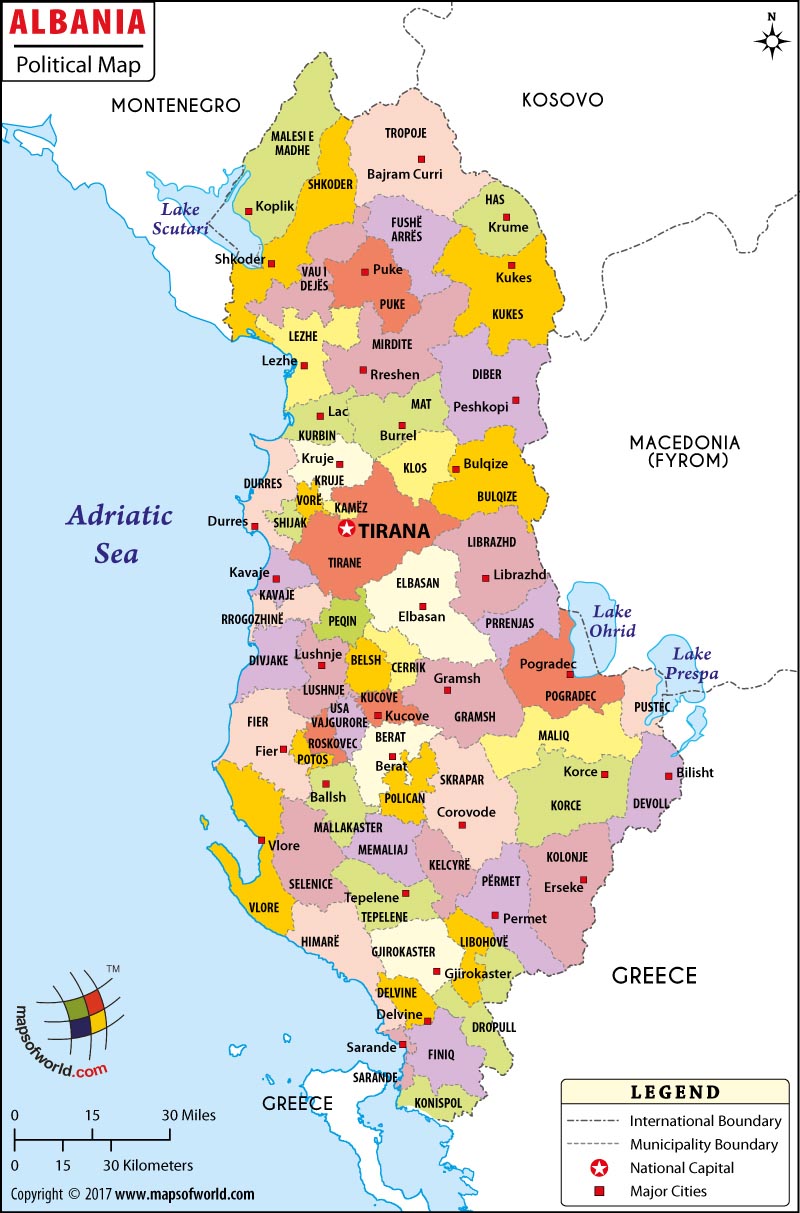 Dyzet e reja shqiptare Albania-political-map