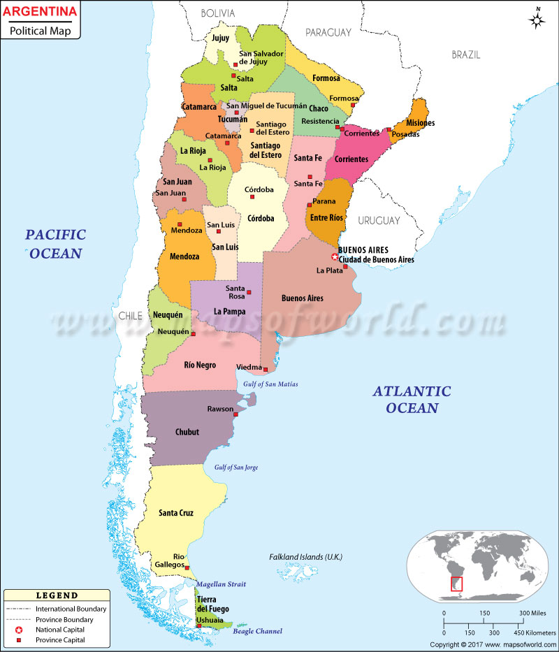 خرائط دول أمريكا الجنوبية Argentina-political-map