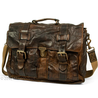 Δερματινα Μπουφαν SANTARELLI-Leather-Briefcase-Olive-Brown-320