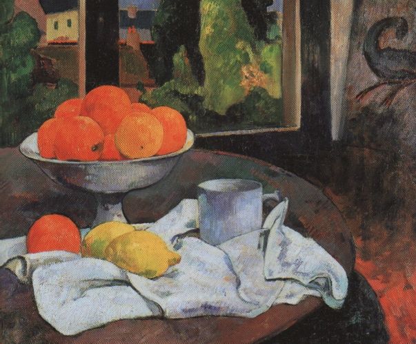 الفنان جوجان  Gauguin_Stillleben_mit_Fruchtschale_und_Zitronen