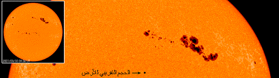 رحلة إلى الشمس Sunspotcloseinset_ar