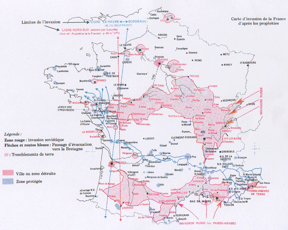 Marie-Julie Jahenny - La Carte d'Invasion de la France selon les Prophéties des Âmes Privilégiées Carteinvasion