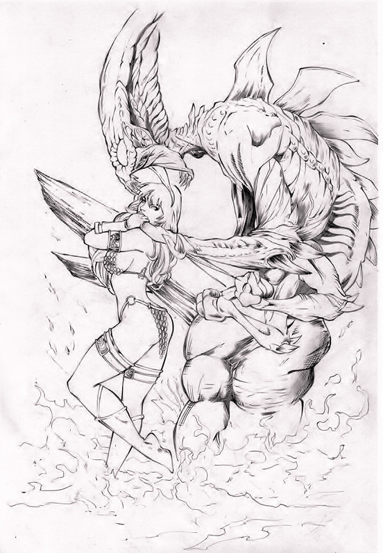 Red Sonja de Ednardo (encrage) Red_sonja_crayonne