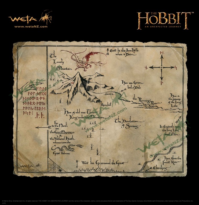 THE HOBBIT : THORIN'S MAP (Parchment Art Print)