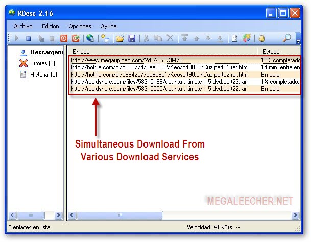 Rapidshareden Dosya Indirmek Için Yeni Bir Program (rdesc) RDesc-Downloader