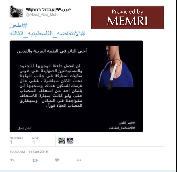 Social Media As A Platform For Incitement - Part IV: Hashtag 'Stab' On Twitter, Facebook 25984