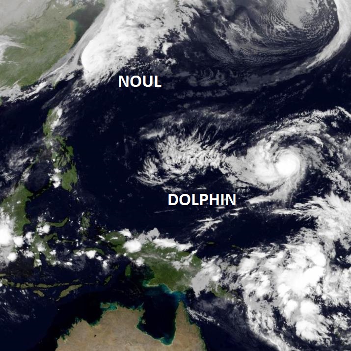 Typhons sur le Pacifique : Noul et Dolphin MT1-2100