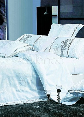 مفارش للسرير 2011 Blue-Jacquard-Cotton-Sateen-Bedroom-Beds-Linen-33621-1