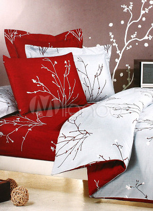 مفارش للسرير 2011 Grey-And-Red-Jacquard-Floral-Satin-Drill-Cotton-Satin-Bedding-Se-33616-1