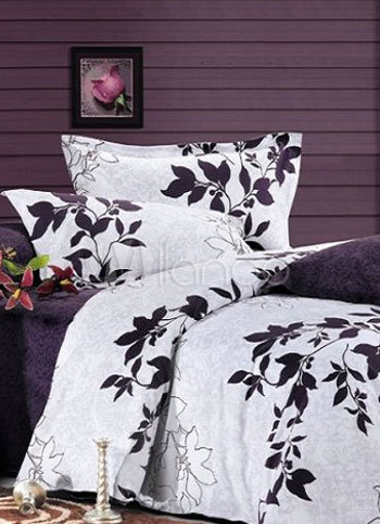 مفارش للسرير 2011 Beautiful-White-Floral-Thicken-Brushed-Bedding-Set-36218-1