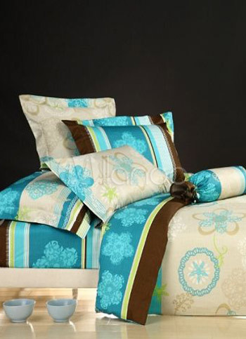 مفارش للسرير 2011 Blue-Stipe-Cotton-Bed-Linen-36061-1