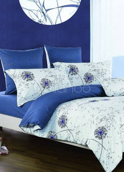 مفارش للسرير 2011 Comfortable-Blue-Floral-Cotton-Bedding-Set-35982-1