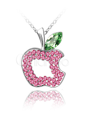 صور مميزة لاجمل وارقى الاحذية ذات الكعب العالي  Pretty-Pink-Apple-Shaped-Alloy-Swarovski-Womens-Necklace-65245-1