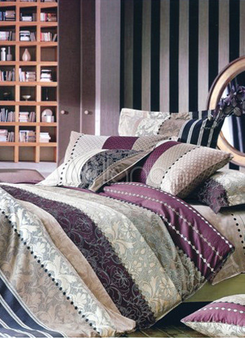 مفارش للسرير 2011 4-pc-Fashion-Design-With-Stripes-Cotton-Bedding-Set-79103-2