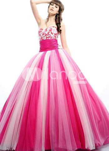 روب فساتين اميرات للسهرة روعة Sweet-Pink-Soft-Tulle-Strapless-Floor-Length-Princess-Prom-Dress-116082-0