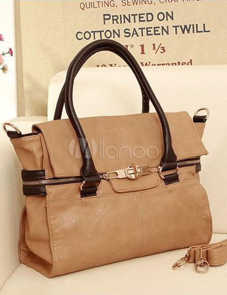 حقائب 2014 شيك Casual-Khaki-PU-Leather-Tote-Bag-For-Woman-276308-1266206