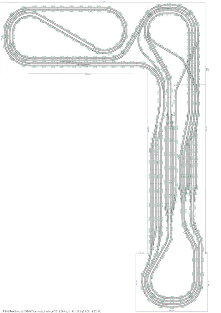 Gleisplan der MIST47 Tischanlage Planmist47