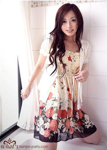 Elysia Ruirinto Cute-Chiffon-Flower-dress-Japan-red-flowers-11096-1