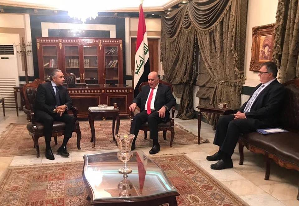 Deputy Prime Minister for Economic Affairs and Minister of Finance Dr. Fuad Hussein receives HE the Egyptian Ambassador in Baghdad. 45548028_2423464767880595_5998552815394357248_n