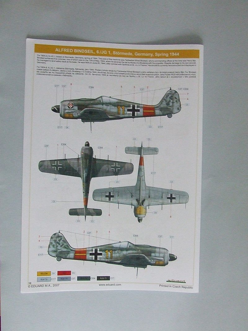 Focke Wulf 190A-8 Eduard 1/48 Ref. 8429 Instructivo