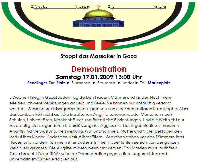 Heute 13 Uhr Demo gegen Krieg in Gaza Muenchen2009a