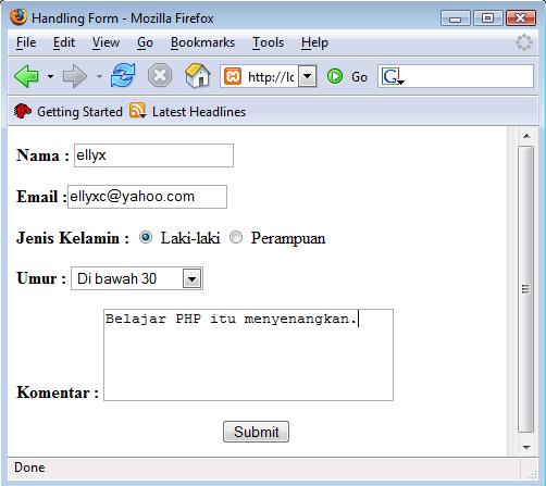 Membuat form HTML Form