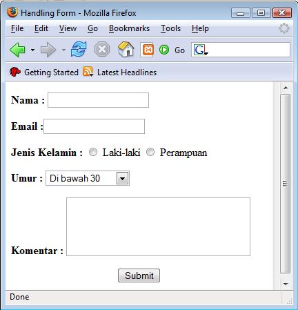 Membuat form HTML Formkosong