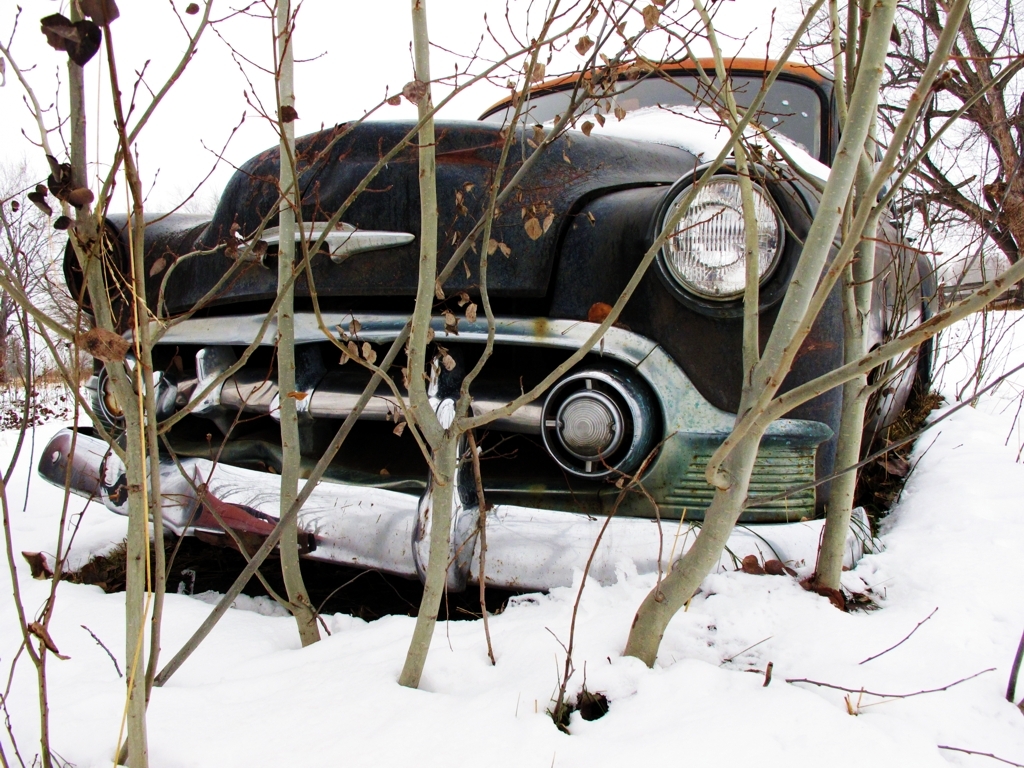 Chasseur d'épave - Page 2 1953-Chevy-Old-Car-in-Snow