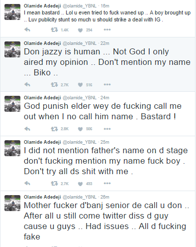 f**k You Don Jazzy, f**k Your Whole Generation I Am Not D’banj – Olamide Blast Don Jazzy On Twitter 1