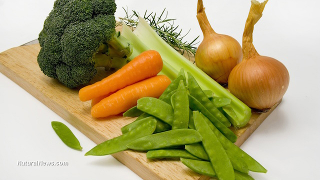 What to eat to relieve high blood pressure Vegetable-Cutting-Board-Broccoli-Onions-Peas-Carrots-Celery