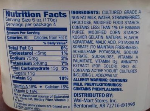 Yogurt buyers beware: Aspartame and artificial colors frequently found in popular yogurts Great-Value-Light-Yogurt