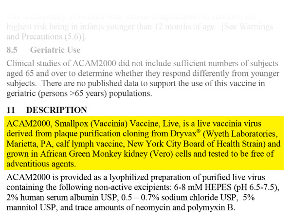 CDC document bombshell reveals list of all vaccine excipients, including “African Green Monkey Kidney Cells” and fibroblast cells from aborted human fetuses … see the complete list Description-African-Green-Monkey-Kidney-Page-8