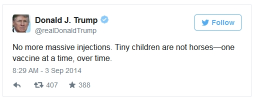  vaccine Donald Trump: The only presidential candidate to tell the truth about vaccines Donald-Trump-Tweet-1