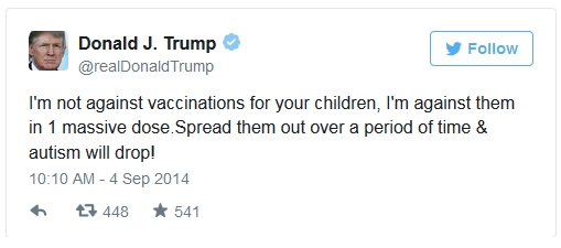  vaccine Donald Trump: The only presidential candidate to tell the truth about vaccines Donald-Trump-Tweet-3