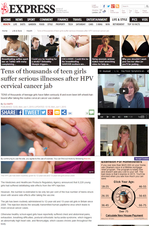  vaccine UK media suddenly covering all the vaccine injury stories the U.S. pharma-corrupted media pretends never happened Express-Serious-Illnesses-HPV-500