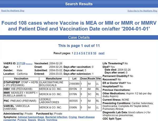  vaccine Zero U.S. measles deaths in 10 years, but over 100 measles vaccine deaths reported VAERS-Measles-Vaccine-Deaths-600