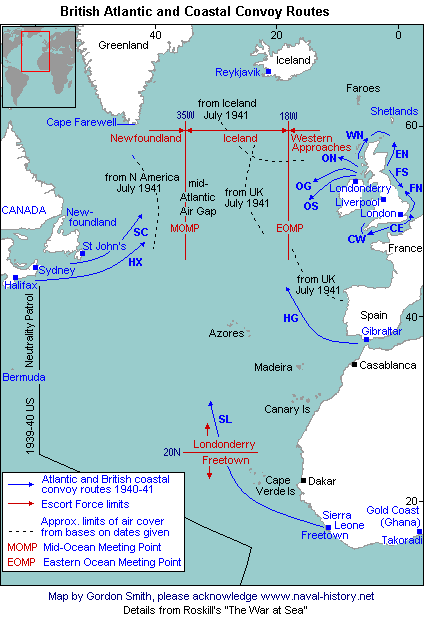 Route des convois  en Atlantique Nord . MapB1940-AtlanticConvoyRoutes